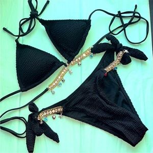 Black Bikini with Gold Accents